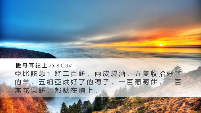 撒 母 耳 記 上 25:18 CUVT Bible Verse Image