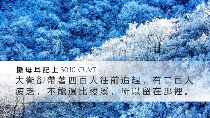 撒 母 耳 記 上 30:10 CUVT Desktop Wallpaper - 大 衛 卻 帶 著 四 百 人 往 前 追 趕 - Desktop Bible Verse Wallpaper