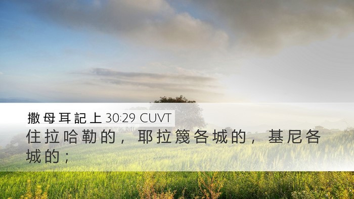 撒 母 耳 記 上 30:29 CUVT Desktop Wallpaper - 住 拉 哈 勒 的 ， 耶 拉 篾 各 城 的 - Desktop Bible Verse Wallpaper