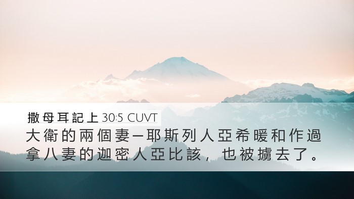 撒 母 耳 記 上 30:5 CUVT Desktop Wallpaper - 大 衛 的 兩 個 妻 ─ 耶 斯 列 人 亞 - Desktop Bible Verse Wallpaper