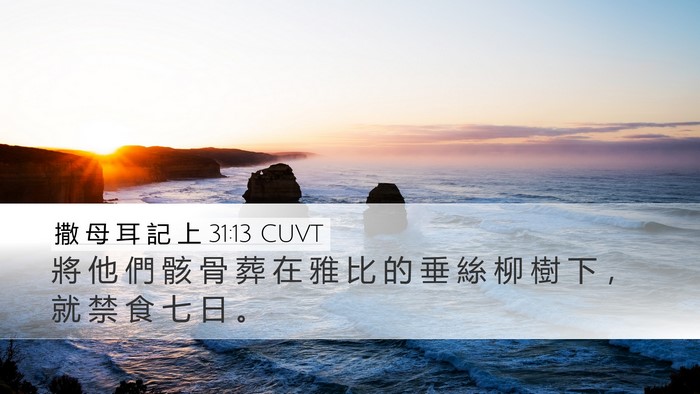撒 母 耳 記 上 31:13 CUVT Desktop Wallpaper - 將 他 們 骸 骨 葬 在 雅 比 的 垂 絲 - Desktop Bible Verse Wallpaper
