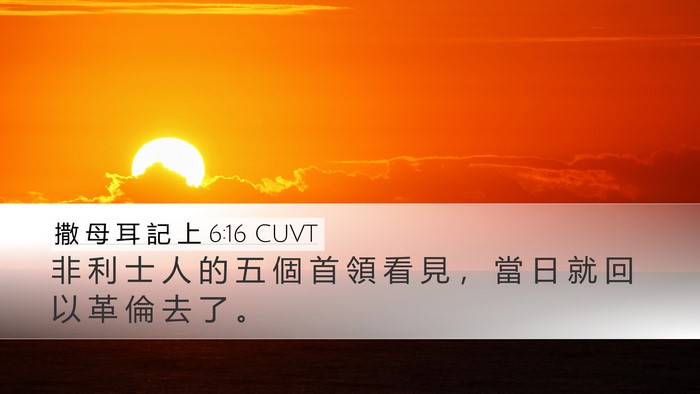 撒 母 耳 記 上 6:16 CUVT Desktop Wallpaper - 非 利 士 人 的 五 個 首 領 看 見 ， - Desktop Bible Verse Wallpaper