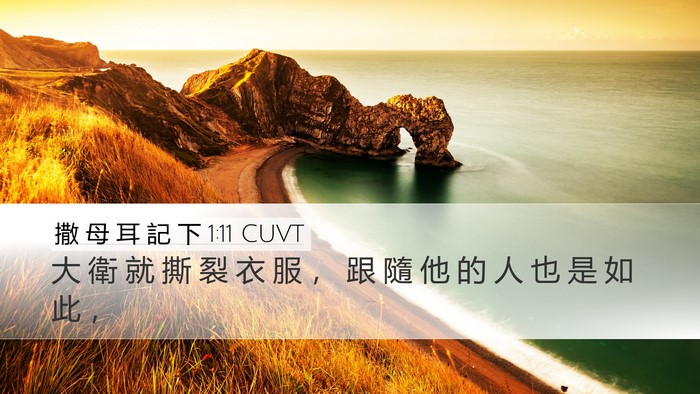撒 母 耳 記 下 1:11 CUVT Desktop Wallpaper - 大 衛 就 撕 裂 衣 服 ， 跟 隨 他 的 - Desktop Bible Verse Wallpaper