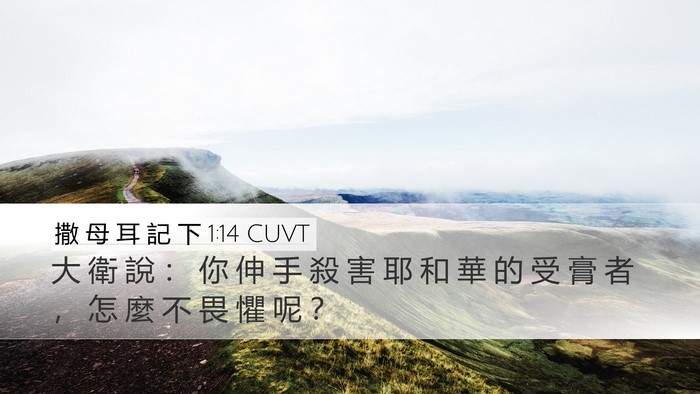 撒 母 耳 記 下 1:14 CUVT Desktop Wallpaper - 大 衛 說 ： 你 伸 手 殺 害 耶 和 華 - Desktop Bible Verse Wallpaper