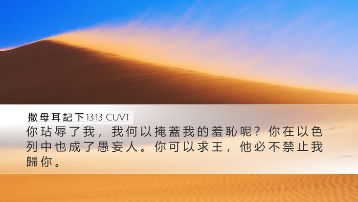 撒 母 耳 記 下 13:13 CUVT Desktop Wallpaper - 你 玷 辱 了 我 ， 我 何 以 掩 蓋 我 - Desktop Bible Verse Wallpaper