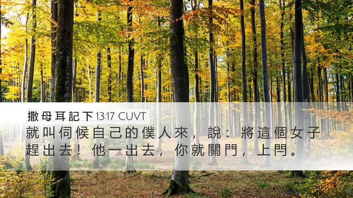 撒 母 耳 記 下 13:17 CUVT Desktop Wallpaper - 就 叫 伺 候 自 己 的 僕 人 來 ， 說 - Desktop Bible Verse Wallpaper