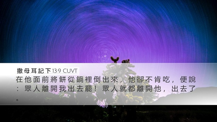 撒 母 耳 記 下 13:9 CUVT Desktop Wallpaper - 在 他 面 前 將 餅 從 鍋 裡 倒 出 來 - Desktop Bible Verse Wallpaper
