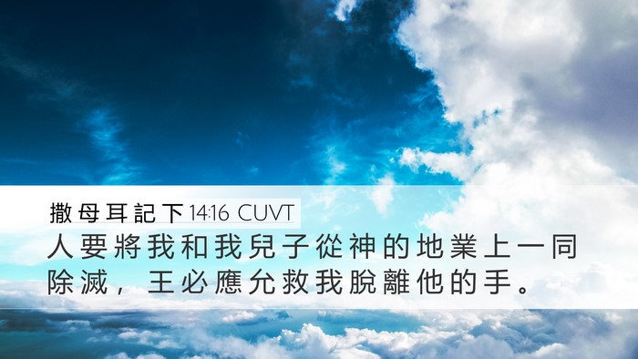 撒 母 耳 記 下 14:16 CUVT Desktop Wallpaper - 人 要 將 我 和 我 兒 子 從 神 的 地 - Desktop Bible Verse Wallpaper