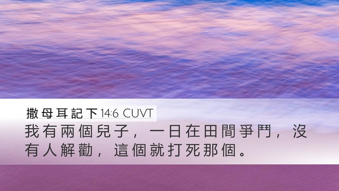 撒 母 耳 記 下 14:6 CUVT Desktop Wallpaper - 我 有 兩 個 兒 子 ， 一 日 在 田 間 - Desktop Bible Verse Wallpaper