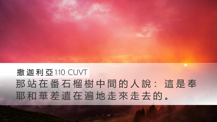 撒 迦 利 亞 1:10 CUVT Desktop Wallpaper - 那 站 在 番 石 榴 樹 中 間 的 人 說 - Desktop Bible Verse Wallpaper