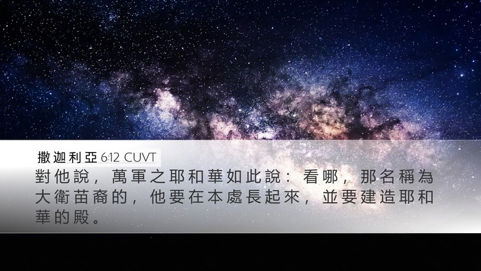 撒 迦 利 亞 6:12 CUVT Bible Verse Image