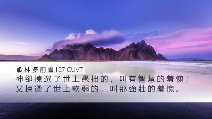 歌 林 多 前 書 1:27 CUVT Desktop Wallpaper - 神 卻 揀 選 了 世 上 愚 拙 的 ， 叫 - Desktop Bible Verse Wallpaper