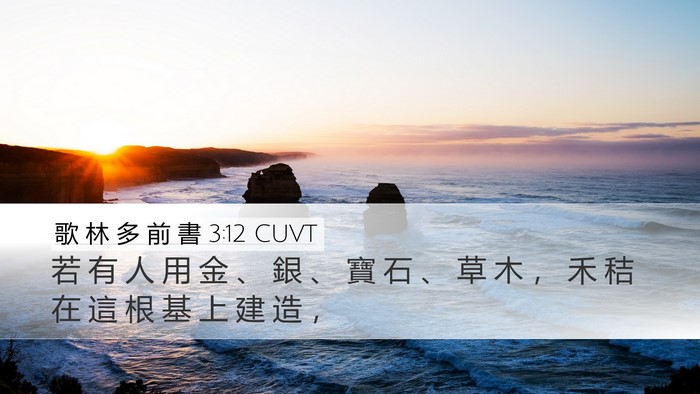 歌 林 多 前 書 3:12 CUVT Desktop Wallpaper - 若 有 人 用 金 、 銀 、 寶 石 、 草 - Desktop Bible Verse Wallpaper