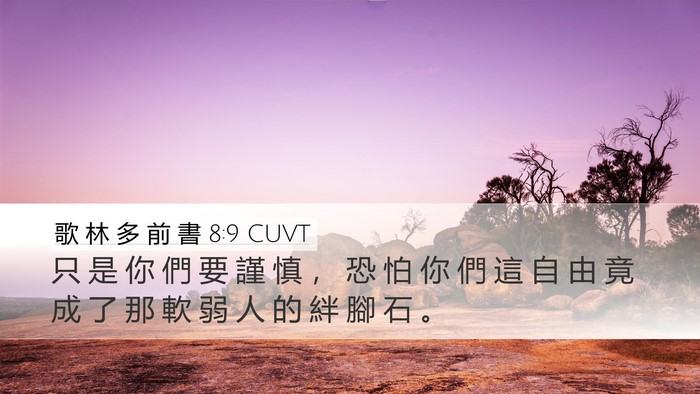 歌 林 多 前 書 8:9 CUVT Bible Verse Image