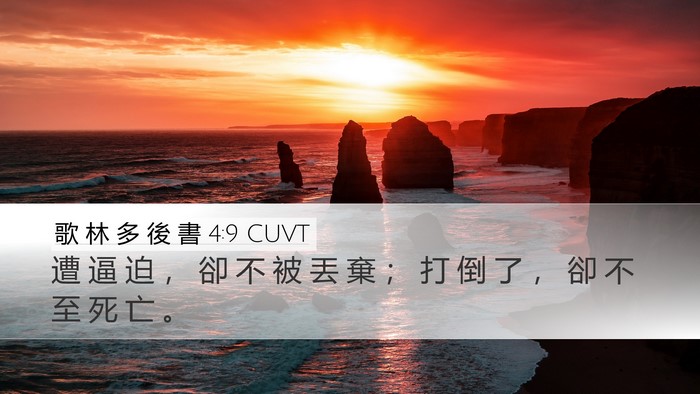 歌 林 多 後 書 4:9 CUVT Desktop Wallpaper - 遭 逼 迫 ， 卻 不 被 丟 棄 ； 打 倒 - Desktop Bible Verse Wallpaper