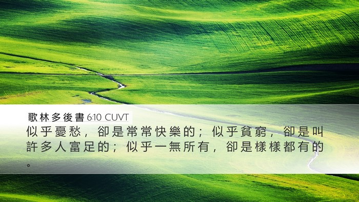 歌 林 多 後 書 6:10 CUVT Bible Verse Image