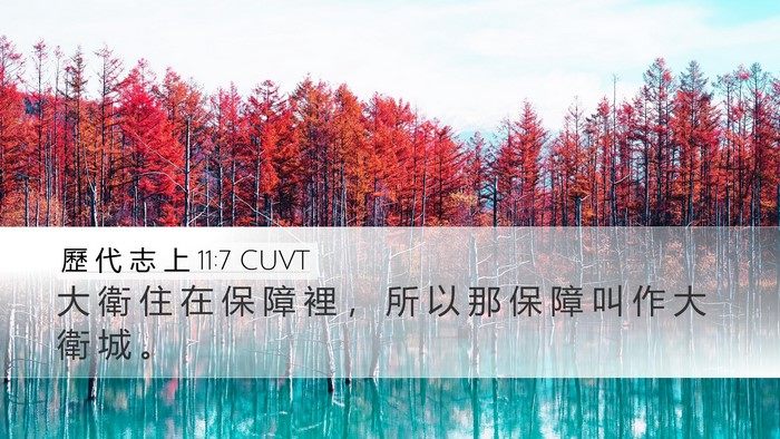 歷 代 志 上 11:7 CUVT Desktop Wallpaper - 大 衛 住 在 保 障 裡 ， 所 以 那 保 - Desktop Bible Verse Wallpaper