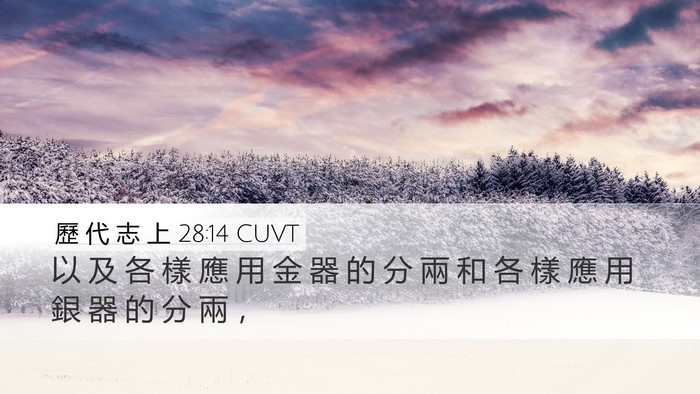 歷 代 志 上 28:14 CUVT Bible Verse Image