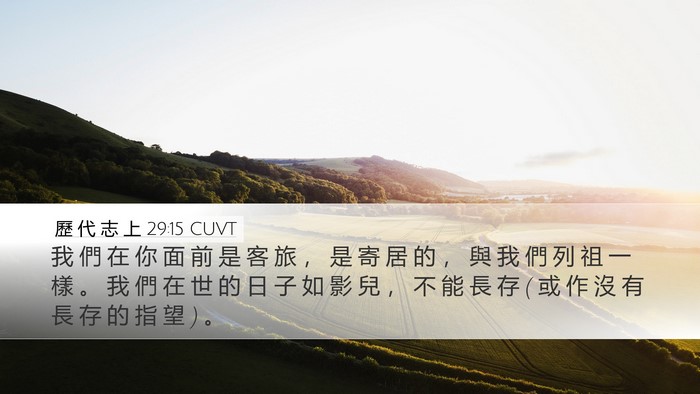 歷 代 志 上 29:15 CUVT Bible Verse Image