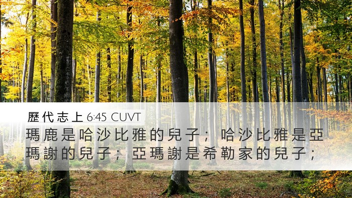 歷 代 志 上 6:45 CUVT Desktop Wallpaper - 瑪 鹿 是 哈 沙 比 雅 的 兒 子 ； 哈 - Desktop Bible Verse Wallpaper