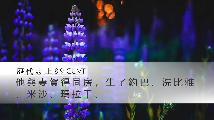 歷 代 志 上 8:9 CUVT Desktop Wallpaper - 他 與 妻 賀 得 同 房 ， 生 了 約 巴 - Desktop Bible Verse Wallpaper