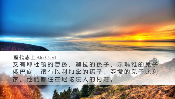 歷 代 志 上 9:16 CUVT Bible Verse Image
