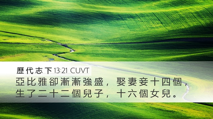 歷 代 志 下 13:21 CUVT Bible Verse Image