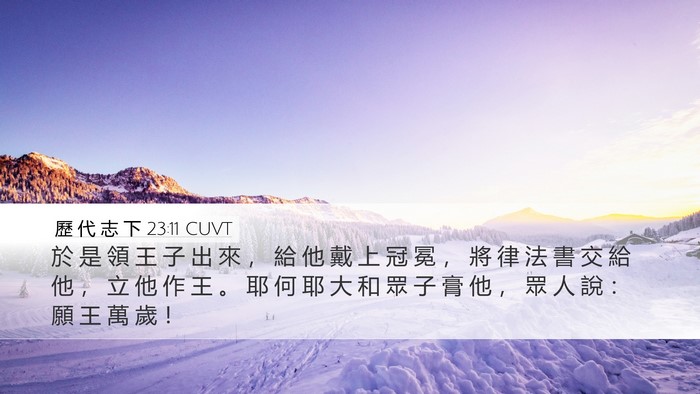 歷 代 志 下 23:11 CUVT Bible Verse Image