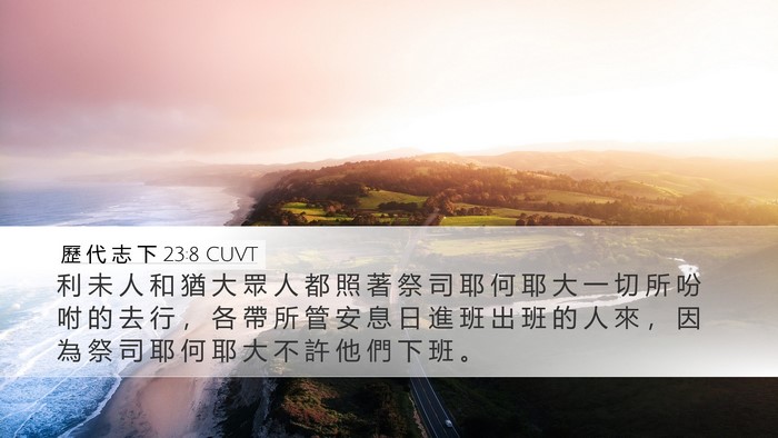 歷 代 志 下 23:8 CUVT Bible Verse Image