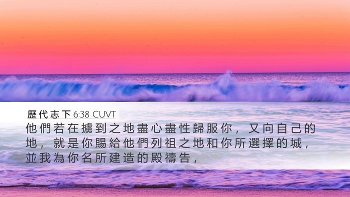 歷 代 志 下 6:38 CUVT Desktop Wallpaper - 他 們 若 在 擄 到 之 地 盡 心 盡 性 - Desktop Bible Verse Wallpaper