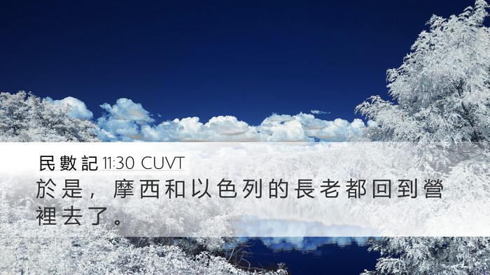民 數 記 11:30 CUVT Desktop Wallpaper - 於 是 ， 摩 西 和 以 色 列 的 長 老 - Desktop Bible Verse Wallpaper