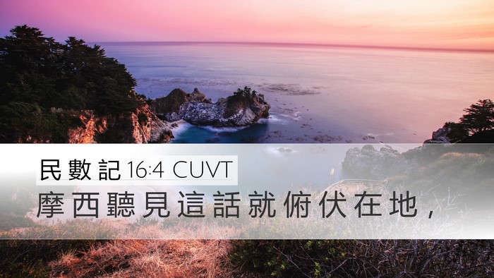 民 數 記 16:4 CUVT Desktop Wallpaper - 摩 西 聽 見 這 話 就 俯 伏 在 地 - Desktop Bible Verse Wallpaper