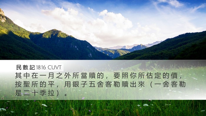 民 數 記 18:16 CUVT Bible Verse Image