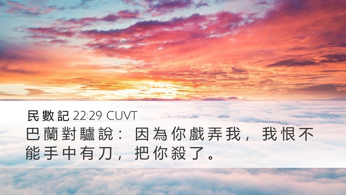 民 數 記 22:29 CUVT Desktop Wallpaper - 巴 蘭 對 驢 說 ： 因 為 你 戲 弄 我 - Desktop Bible Verse Wallpaper