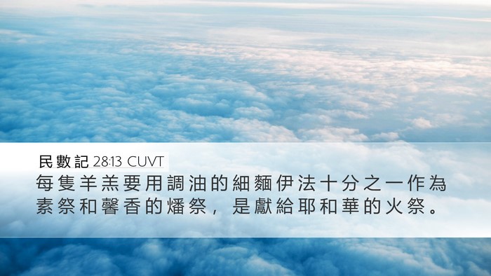 民 數 記 28:13 CUVT Desktop Wallpaper - 每 隻 羊 羔 要 用 調 油 的 細 麵 伊 - Desktop Bible Verse Wallpaper