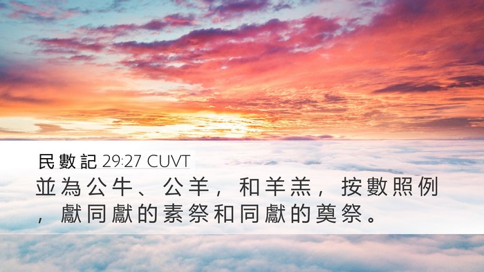 民 數 記 29:27 CUVT Desktop Wallpaper - 並 為 公 牛 、 公 羊 ， 和 羊 羔 ， - Desktop Bible Verse Wallpaper