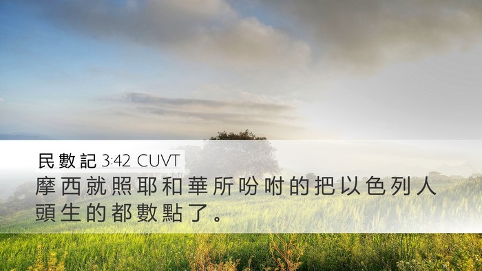 民 數 記 3:42 CUVT Desktop Wallpaper - 摩 西 就 照 耶 和 華 所 吩 咐 的 把 - Desktop Bible Verse Wallpaper