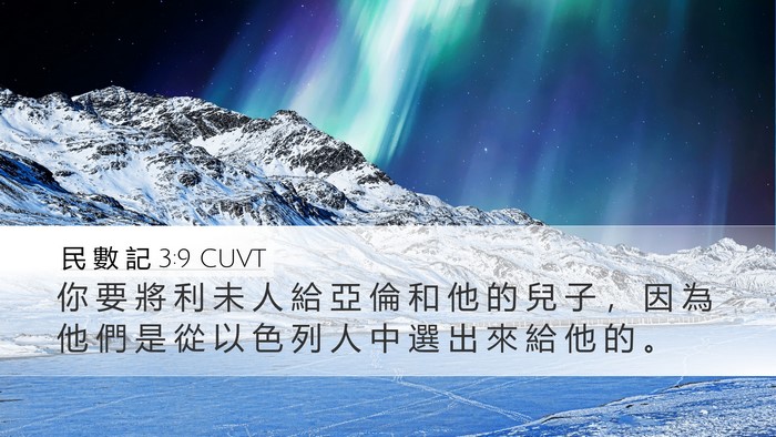 民 數 記 3:9 CUVT Desktop Wallpaper - 你 要 將 利 未 人 給 亞 倫 和 他 的 - Desktop Bible Verse Wallpaper