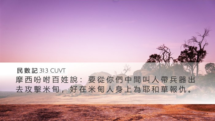民 數 記 31:3 CUVT Desktop Wallpaper - 摩 西 吩 咐 百 姓 說 ： 要 從 你 們 - Desktop Bible Verse Wallpaper