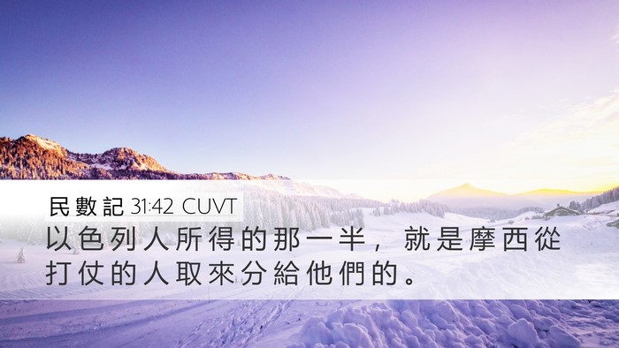 民 數 記 31:42 CUVT Desktop Wallpaper - 以 色 列 人 所 得 的 那 一 半 ， 就 - Desktop Bible Verse Wallpaper