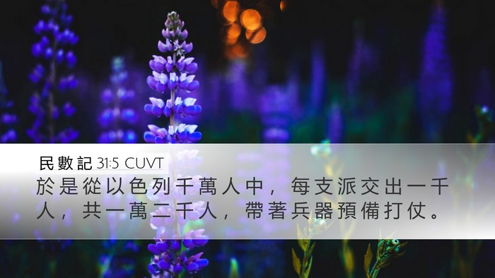 民 數 記 31:5 CUVT Desktop Wallpaper - 於 是 從 以 色 列 千 萬 人 中 ， 每 - Desktop Bible Verse Wallpaper