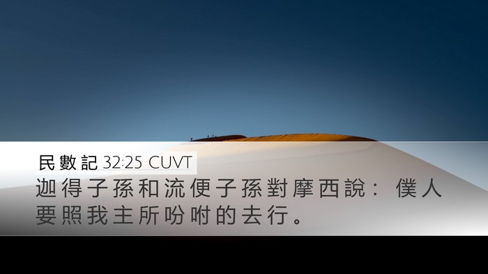 民 數 記 32:25 CUVT Desktop Wallpaper - 迦 得 子 孫 和 流 便 子 孫 對 摩 西 - Desktop Bible Verse Wallpaper