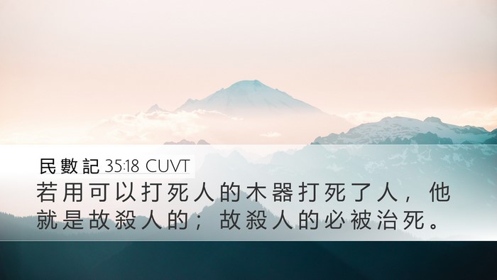 民 數 記 35:18 CUVT Desktop Wallpaper - 若 用 可 以 打 死 人 的 木 器 打 死 - Desktop Bible Verse Wallpaper