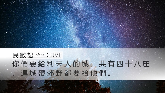 民 數 記 35:7 CUVT Desktop Wallpaper - 你 們 要 給 利 未 人 的 城 ， 共 有 - Desktop Bible Verse Wallpaper
