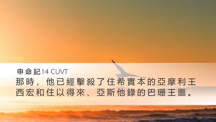 申 命 記 1:4 CUVT Desktop Wallpaper - 那 時 ， 他 已 經 擊 殺 了 住 希 實 - Desktop Bible Verse Wallpaper