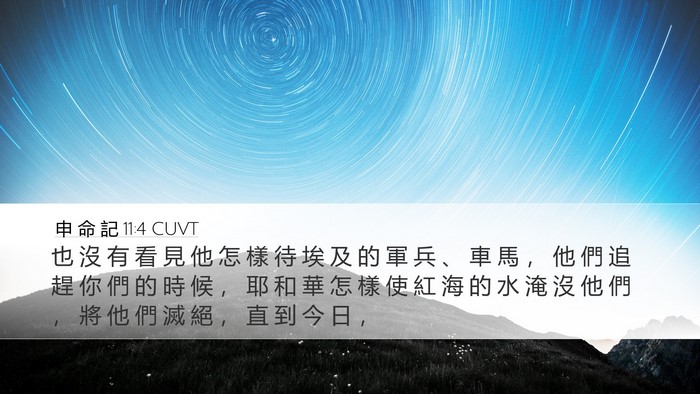 申 命 記 11:4 CUVT Desktop Wallpaper - 也 沒 有 看 見 他 怎 樣 待 埃 及 的 - Desktop Bible Verse Wallpaper