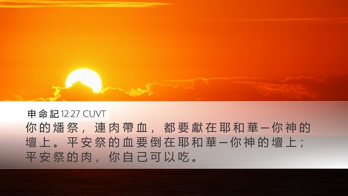 申 命 記 12:27 CUVT Bible Verse Image