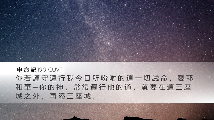 申 命 記 19:9 CUVT Desktop Wallpaper - 你 若 謹 守 遵 行 我 今 日 所 吩 咐 - Desktop Bible Verse Wallpaper