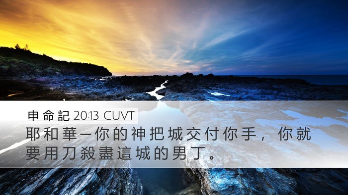 申 命 記 20:13 CUVT Desktop Wallpaper - 耶 和 華 ─ 你 的 神 把 城 交 付 你 - Desktop Bible Verse Wallpaper