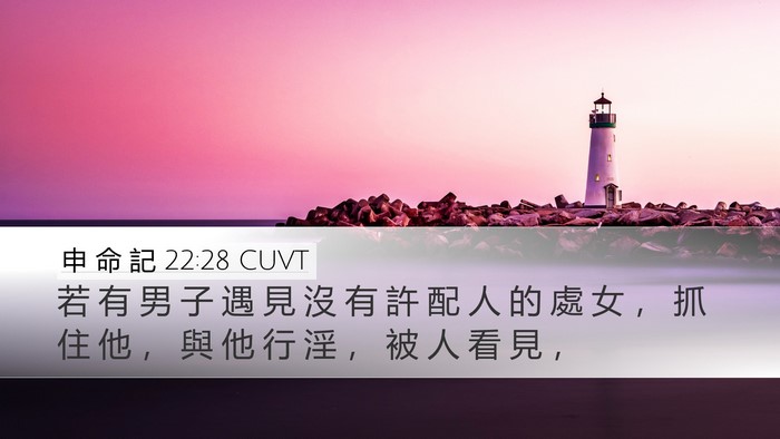 申 命 記 22:28 CUVT Desktop Wallpaper - 若 有 男 子 遇 見 沒 有 許 配 人 的 - Desktop Bible Verse Wallpaper